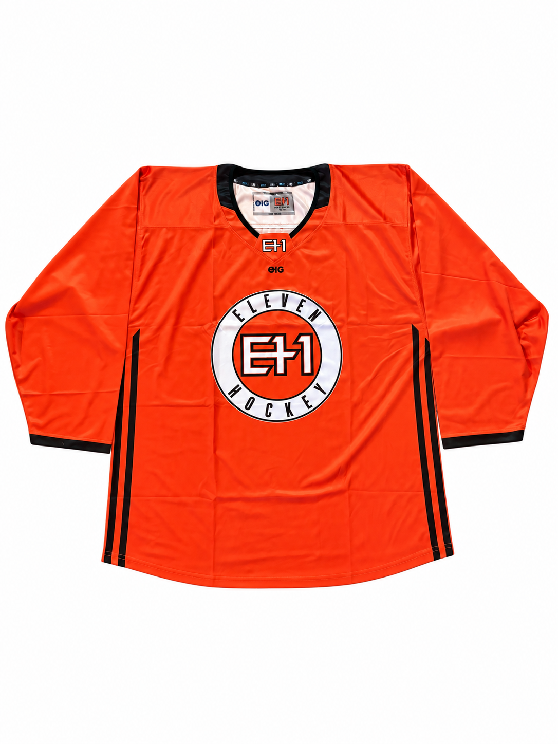 Orange and black Eleven Hockey event and practice jersey